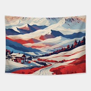 Pyeongchang County South Korea Starry Night Travel Tourism Retro Vintage Tapestry