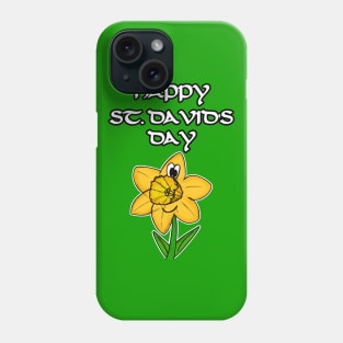 Happy St David's Day Cartoon Daffodil Wales Phone Case