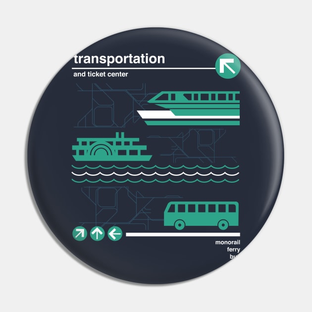 Transportation and Ticket Center Shirt Design Pin by retrocot