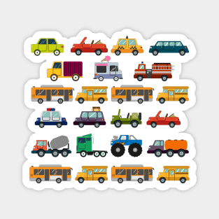 Cars Trucks and Busses Graphic Design Magnet