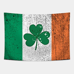 Distressed Ireland Flag Cute Irish Shamrock Saint Patricks Day Tapestry