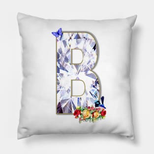 Name Initial Letter B and Fairy Wren Bird Pillow