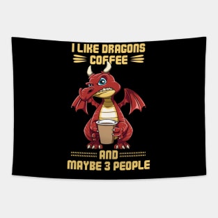 Funny Grumpy Dragon Coffee Lover Hate Morning Fantasy Animal Tapestry