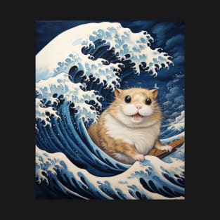 Japanese Kawaii Hamster Great Wave Off Kanagawa T-Shirt