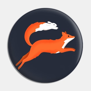 Fox and Rabbit Pin