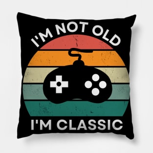 I'm not old, I'm Classic | Game Controller | Retro Hardware | Vintage Sunset | '80s '90s Video Gaming Pillow