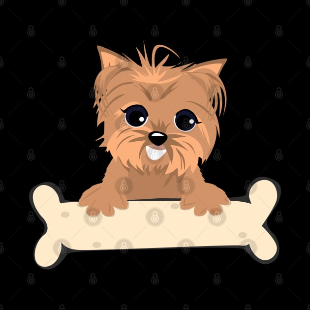 Blonde yorkie with a bone by Doswork