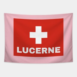 Lucerne City in Swiss Flag Tapestry