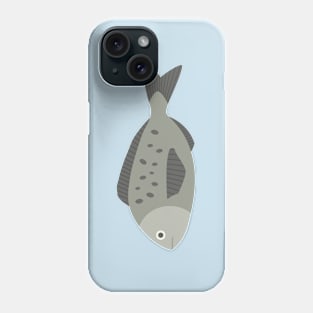 Gray fish icon in flat design Phone Case