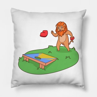 Lion playing cornhole Pillow