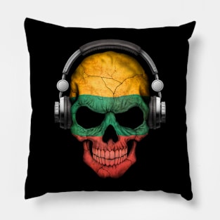 Dark Skull Deejay with Lithuanian Flag Pillow