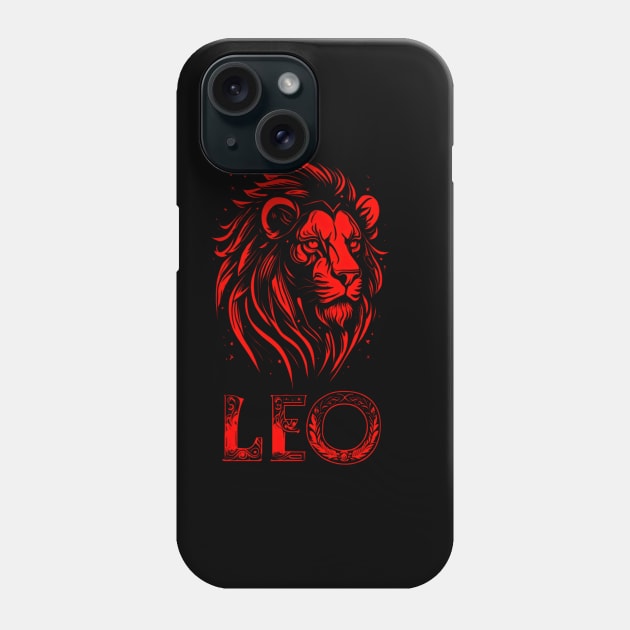 Red Leo Zodiac Phone Case by TrendyTees