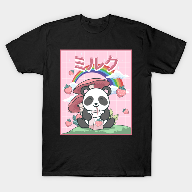 Discover Cottagecore Aesthetic Kawaii Panda Strawberry Milk - Cottagecore - T-Shirt