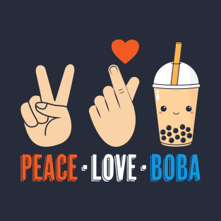 Peace Love Boba Cute Kawaii Bubble Tea T-Shirt