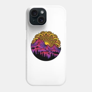 mandala sun over mountains Phone Case