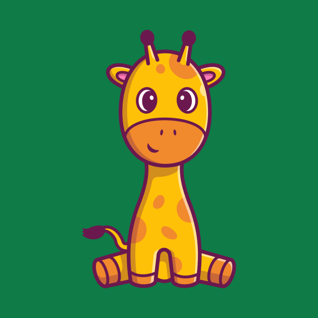 Cute Giraffe Sitting Cartoon by Catalyst Labs