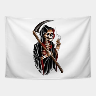 Traditional tattoo grim reaper Tapestry