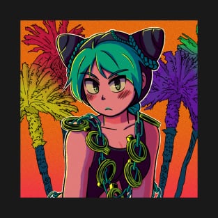 Vaporwave anime aesthetic anime girl jojo part 6 T-Shirt