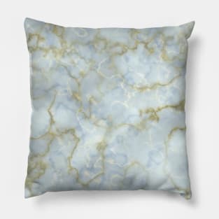 Blue Gold and Cream Marble Pattern Pillow