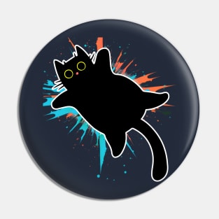 Funky Blue Orange Paint Explosion by Black Cat Pin