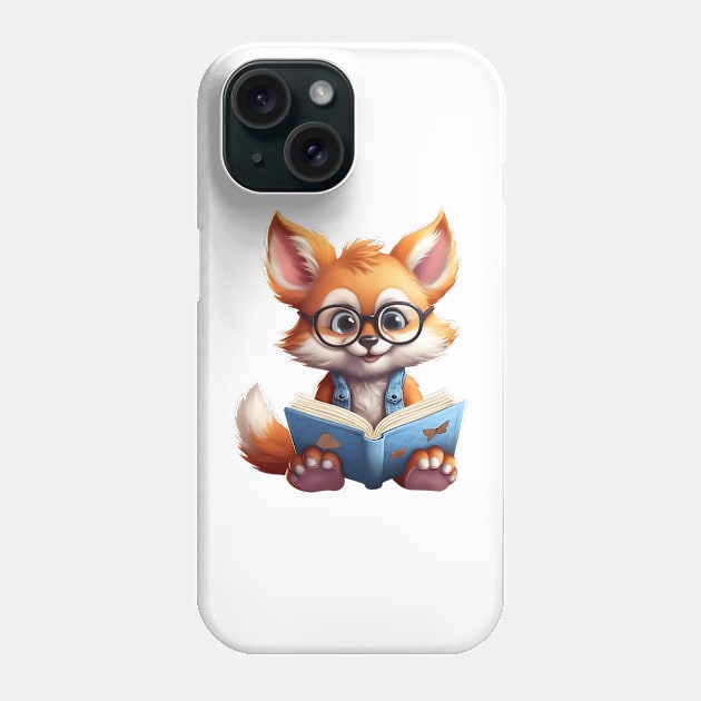 Fox with Book Phone Case by Chromatic Fusion Studio