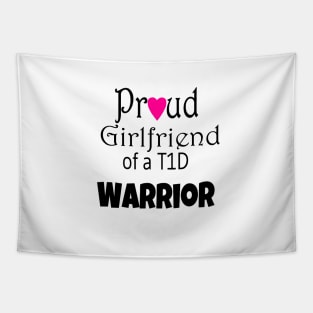 Proud Girlfriend - Black Text - Pink Heart Tapestry