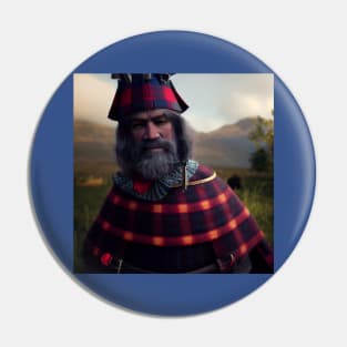 Scottish Highlander in Clan Tartan Pin
