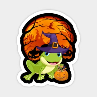 Frog pumpkin witch Magnet