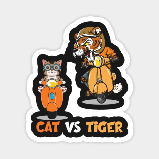 Cat Vs Tiger Riding Magnet