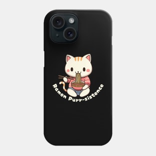 Ramen bowl Cat eat noodles Phone Case