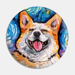 Smiling Corgi Night (Portrait) Pin