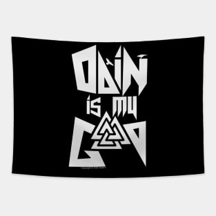 odin is my god White Logo Tapestry