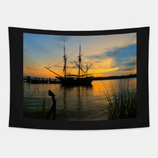 Ship silhouette Tapestry
