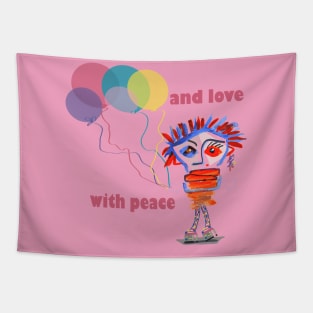 with peace and love Tapestry