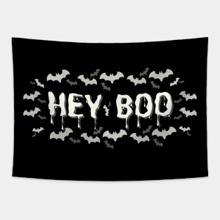 Hey Boo Spooky Halloween Design Bats For Men Women Kids Tapestry