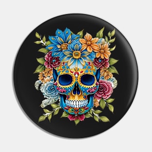 Sugar Skulls and Flowers Pin