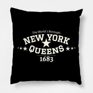 New York Queens - Queens Schriftzug - Queens college style Logo Pillow