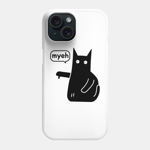 Myeh. Cat Is Angry And Protests black version Phone Case by AndrewStep