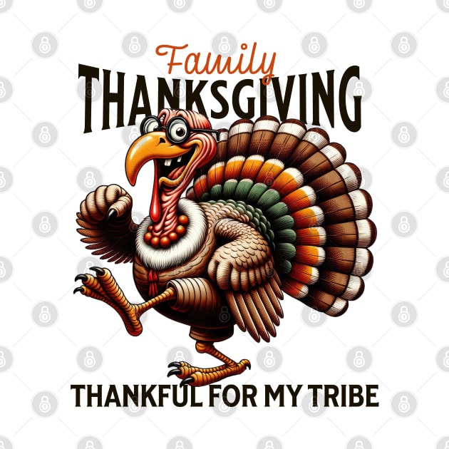 Family Thanksgiving Thankful for my tribe Turkey Illustration by Tintedturtles