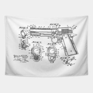 Gun Design vintage patent drawing Tapestry