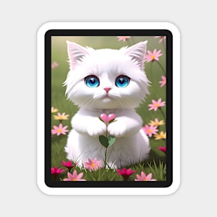 Adorable Cat Illustration- Modern Digital Art Magnet