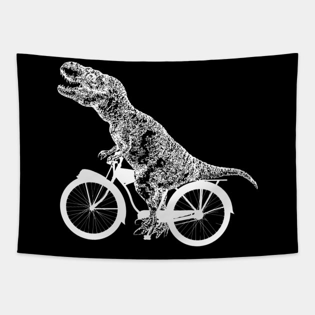 T rex dino bicycling funny Tapestry by Collagedream