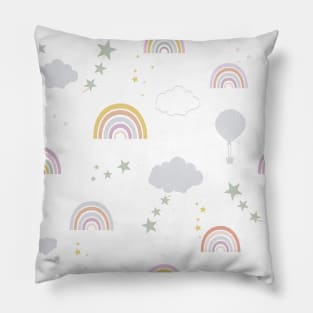 Baby rainbow seamless repeat pattern pastel colored Pillow