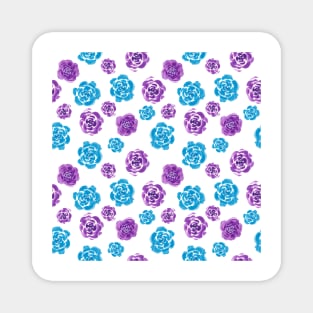 Blue and Purple Roses Pattern Magnet