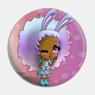 African American Girl with Bunny Ears Pin