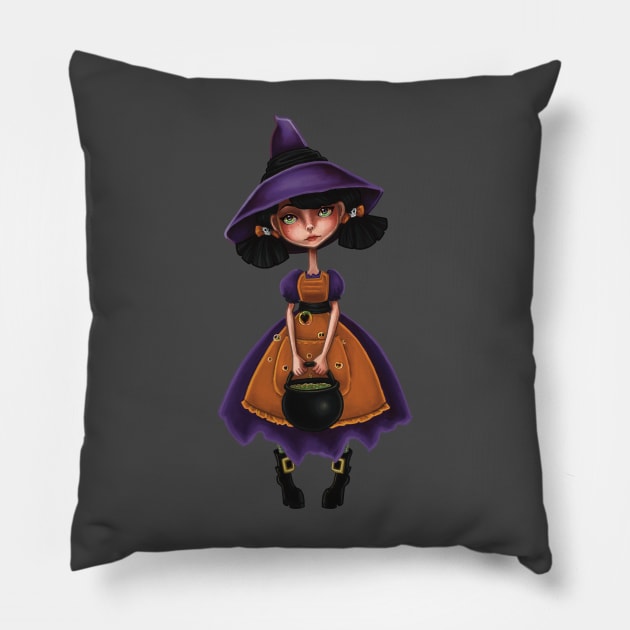 Lil Witch's Cauldron Halloween Pillow by thewickedmrshicks