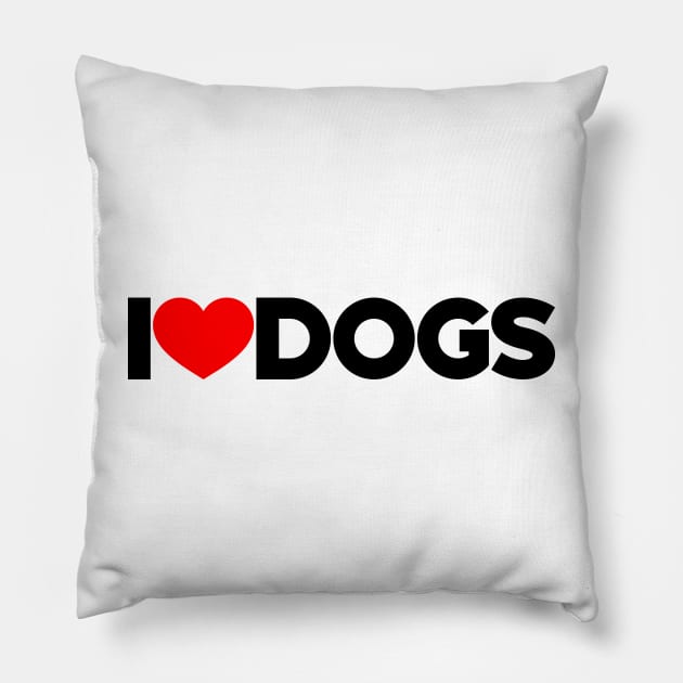 I Love Dogs Red Hearts Dog Lovers Pillow by Luluca Shirts
