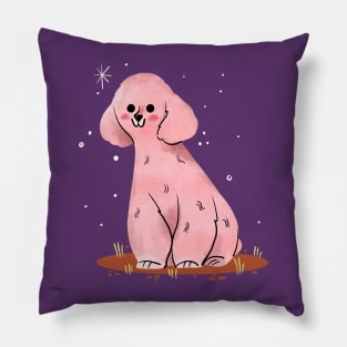 Poodle Painting Hand Drawn Pillow