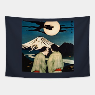 Ukiyo-E Mount Fuji Full Moon Oil Painting Tapestry