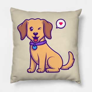 Cute Dog Sitting Cartoon Pillow